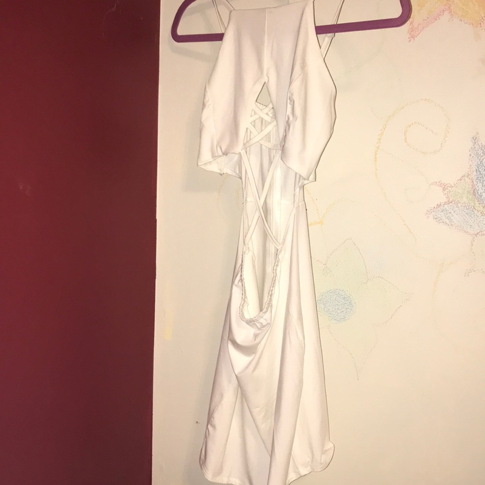 White cross body dress